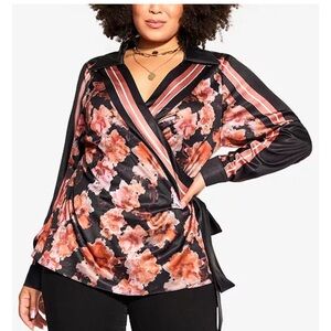 City Chic Abstract Wrap Top NWT Size 24